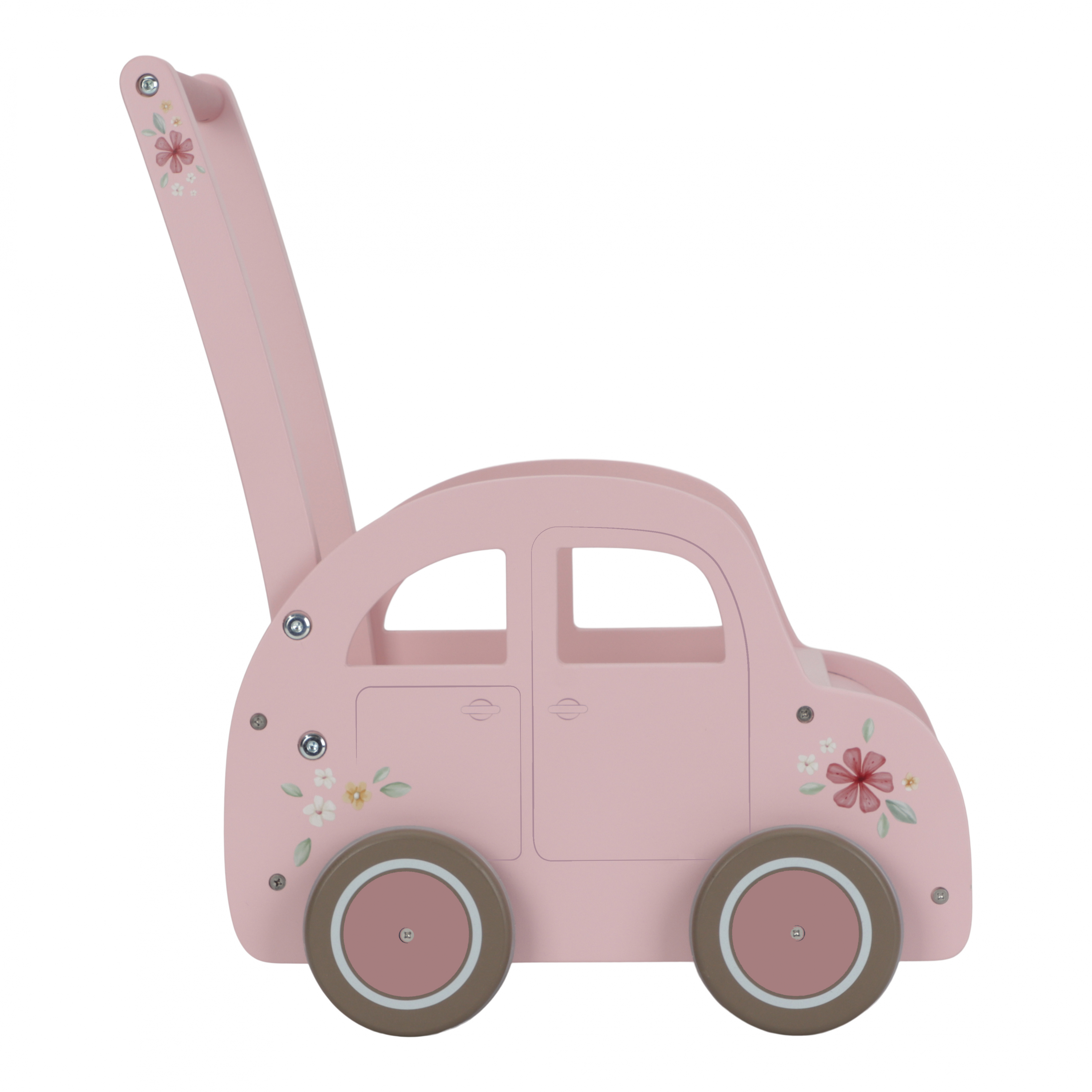 Chodítko auto dřevěné Pink