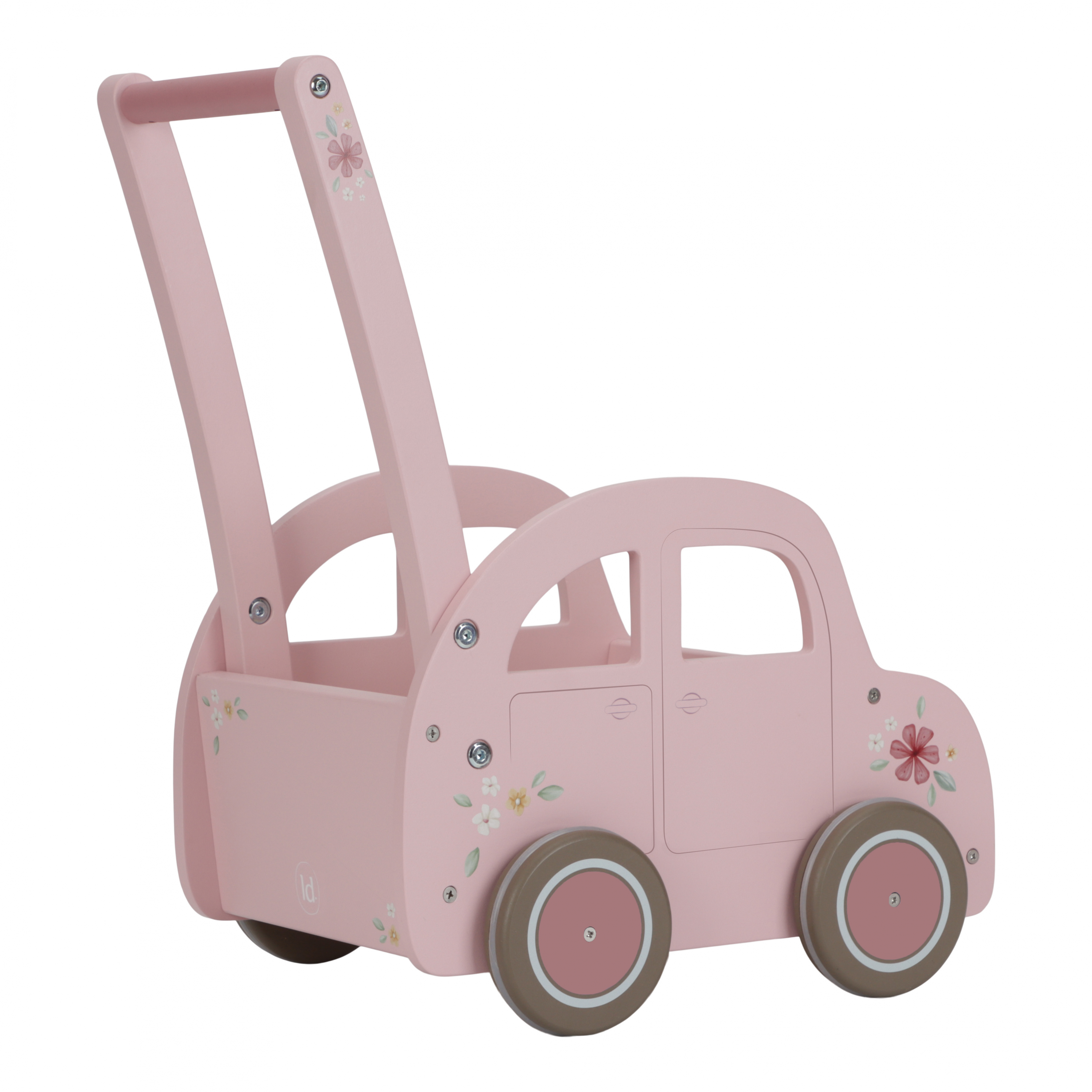 Chodítko auto dřevěné Pink