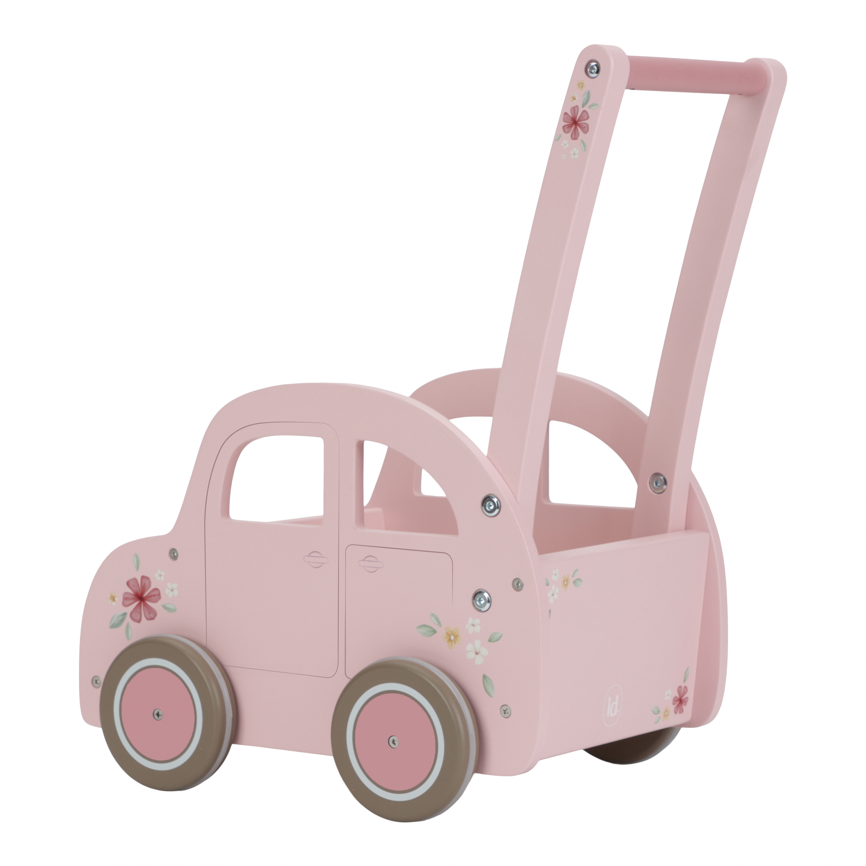 Chodítko auto dřevěné Pink