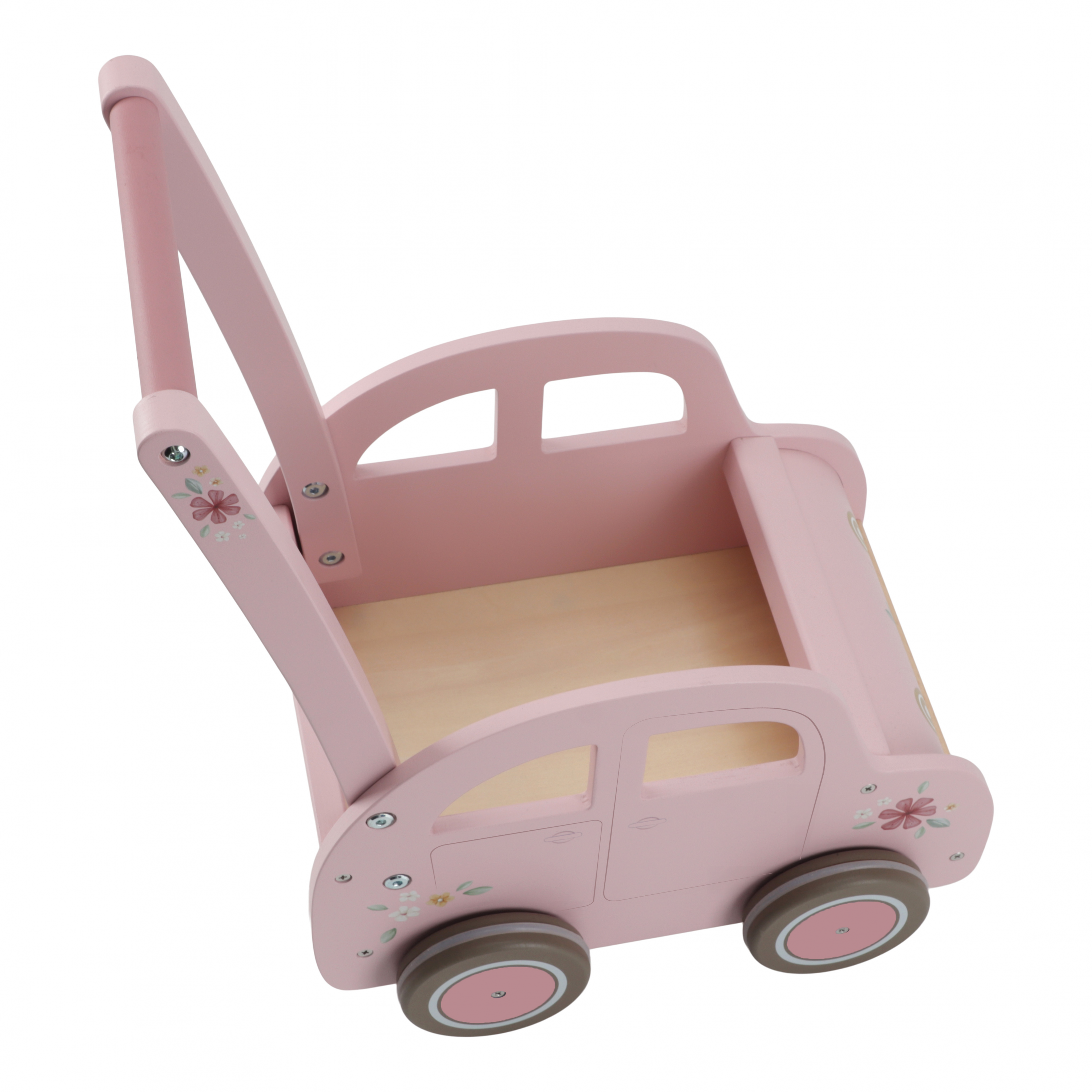 Chodítko auto dřevěné Pink