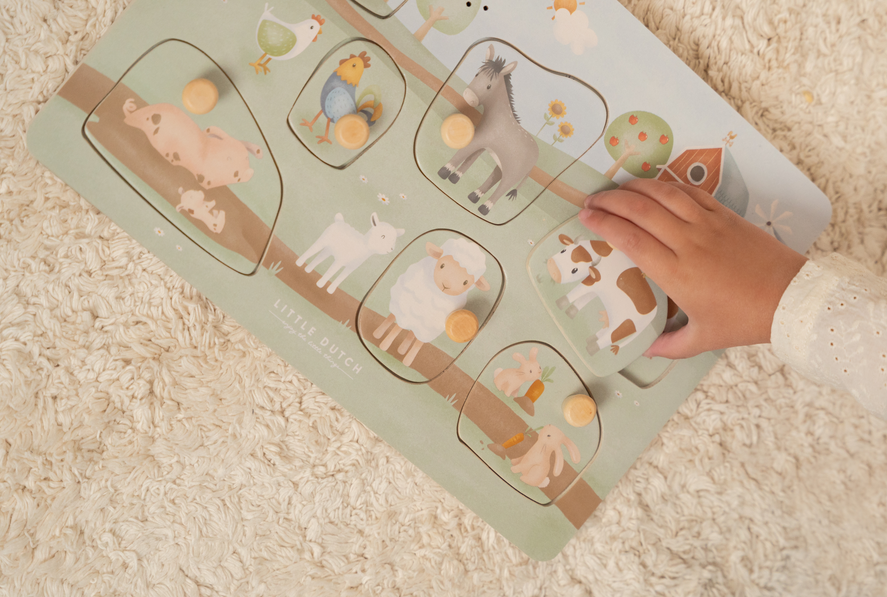 LITTLE DUTCH Vkládací puzzle se zvukem Farma