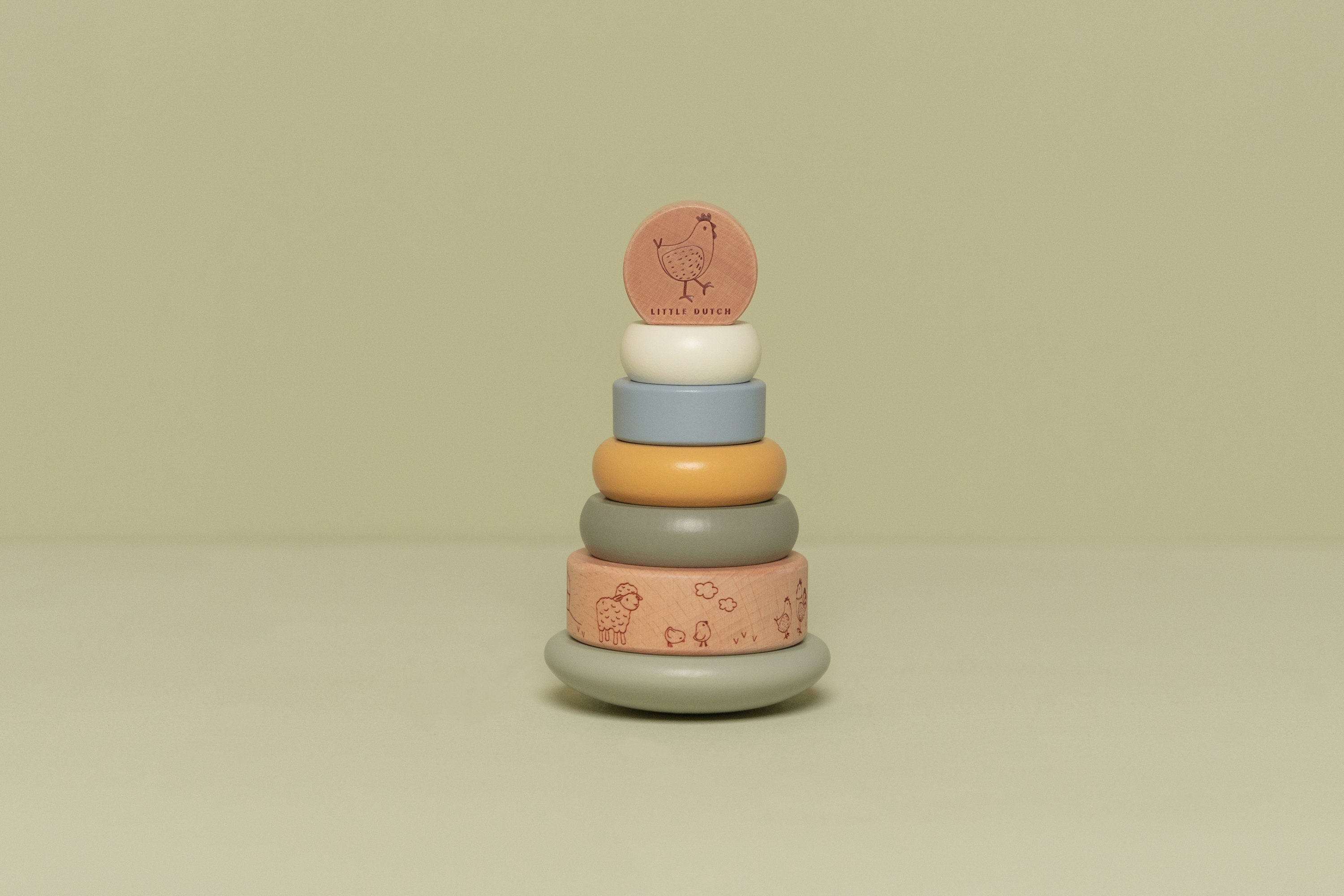 LITTLE DUTCH Nasazovací kroužky dřevěné Farma