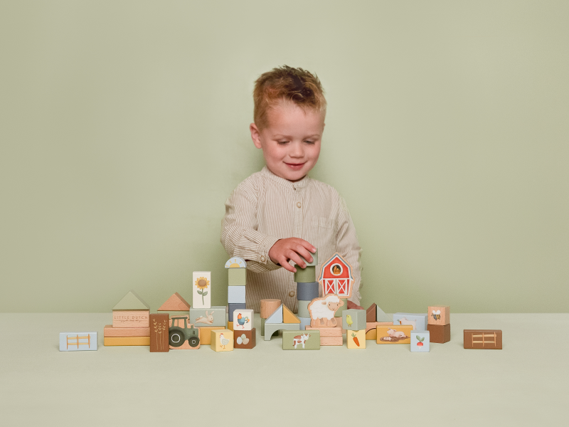 Kostky dřevěné 50 ks v tubě Farma