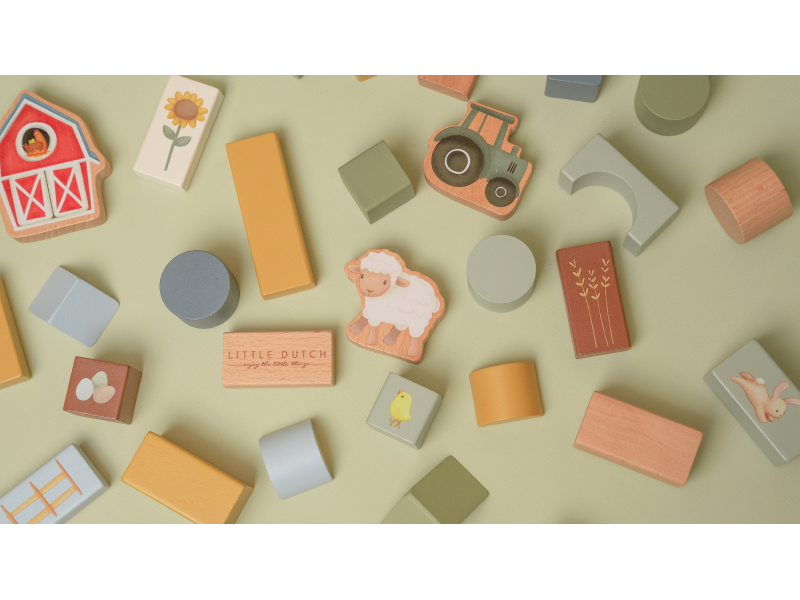 Kostky dřevěné 50 ks v tubě Farma