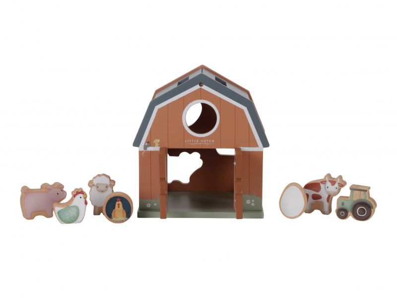 Domek s vkládacími tvary dřevěný Farma