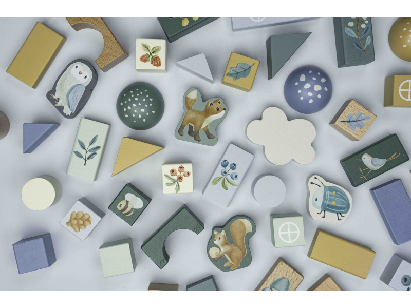 Kostky dřevěné 50 ks v tubě Forest Friends