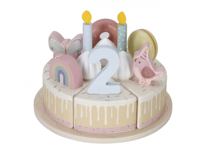 Narozeninový dort 26 dílů dřevěný Pink