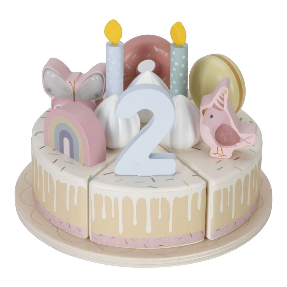 Narozeninový dort 26 dílů dřevěný Pink