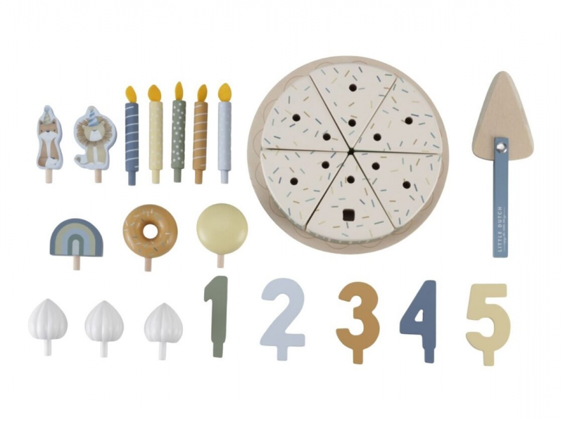 Narozeninový dort 26 dílů dřevěný Blue