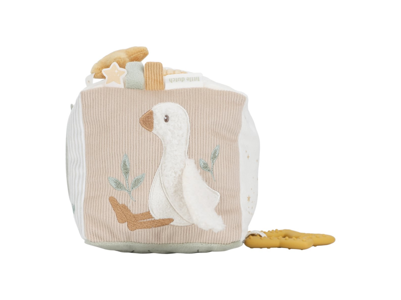 Kostka textilní s aktivitami Newborn Naturals