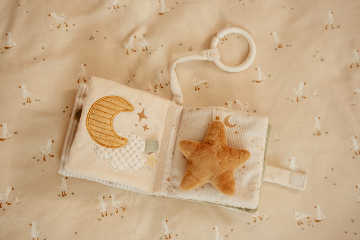 Závěsná textilní knížka s aktivitami Newborn Naturals