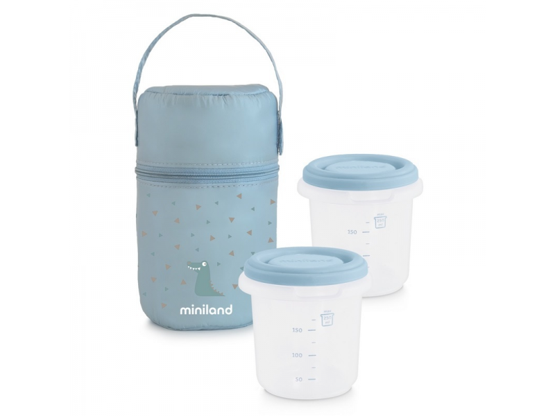 Termoizolačné puzdro + tégliky na jedlo Blue 2ks