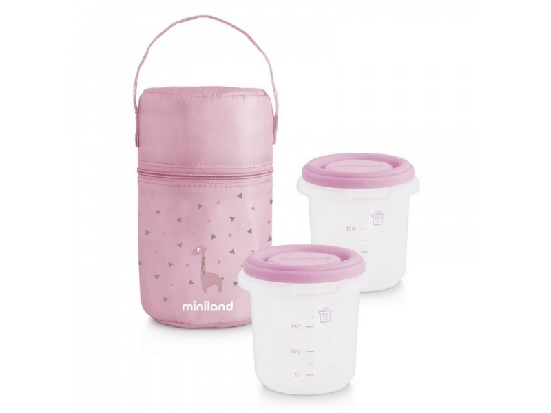Termoizolačné puzdro + tégliky na jedlo Pink 2ks