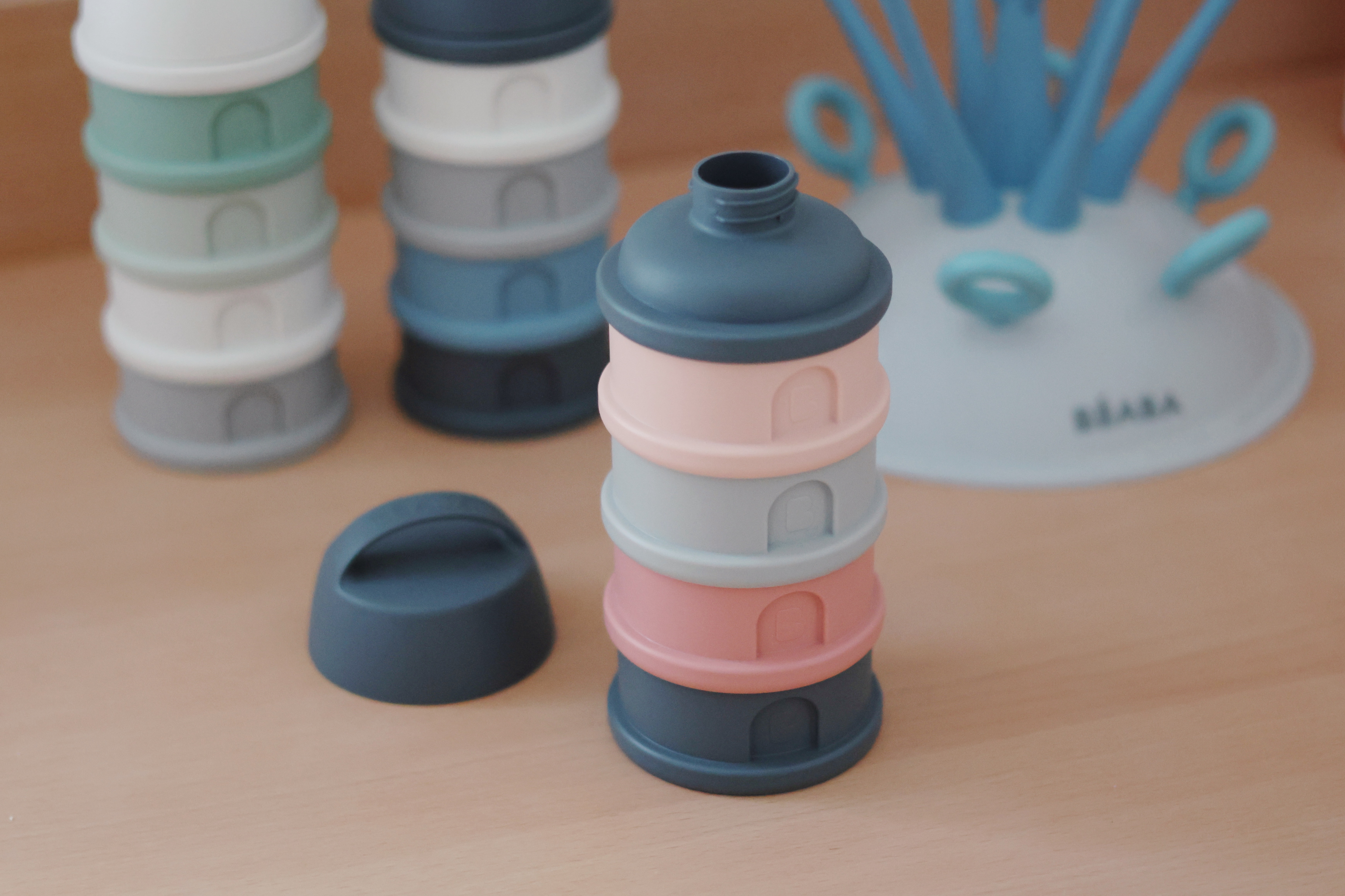 Sada kelímků na sušené mléko / svačinu Mineral Grey  /Pink