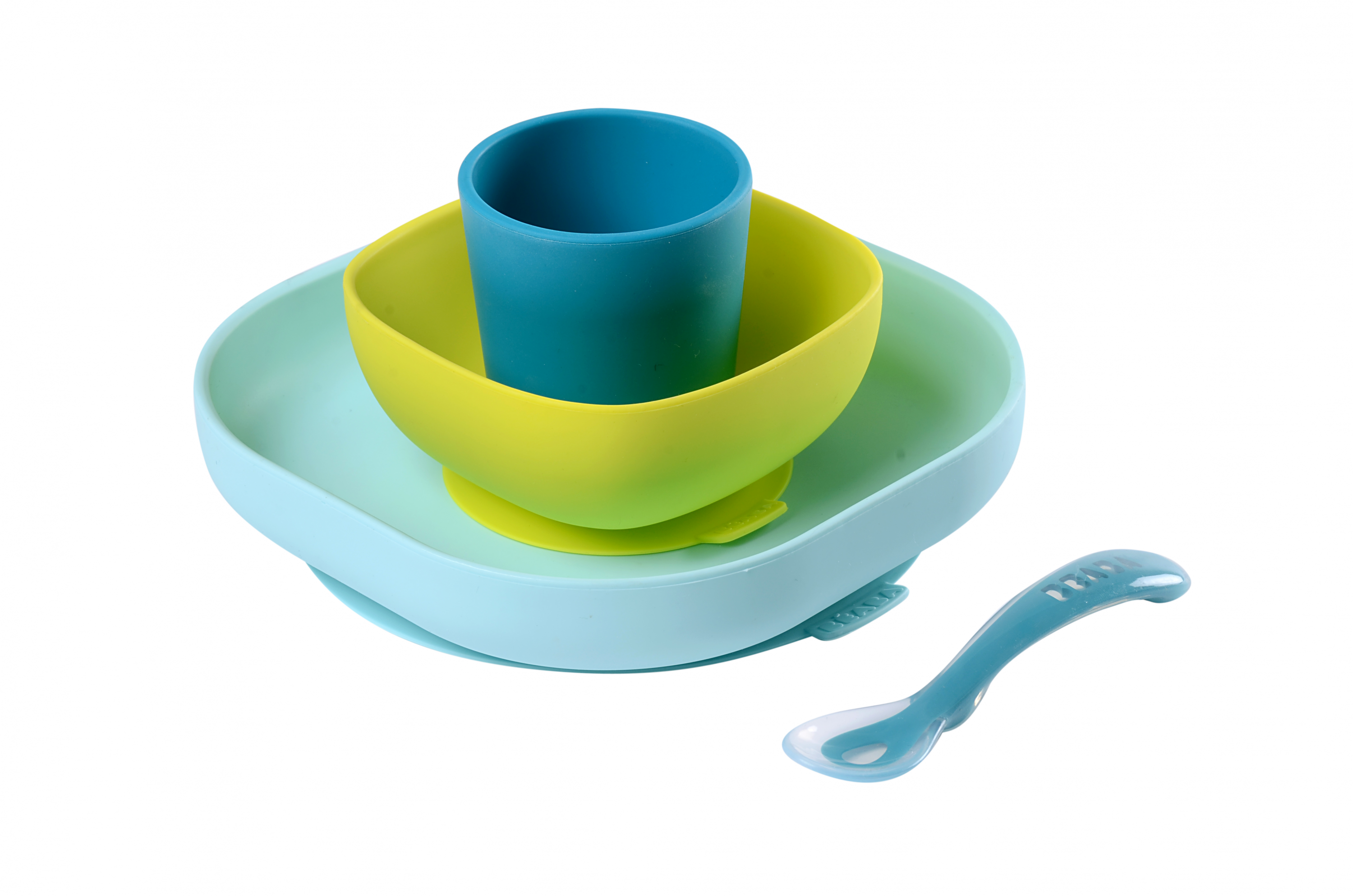 Jedálenská sada silikónová 4-dielna Blue