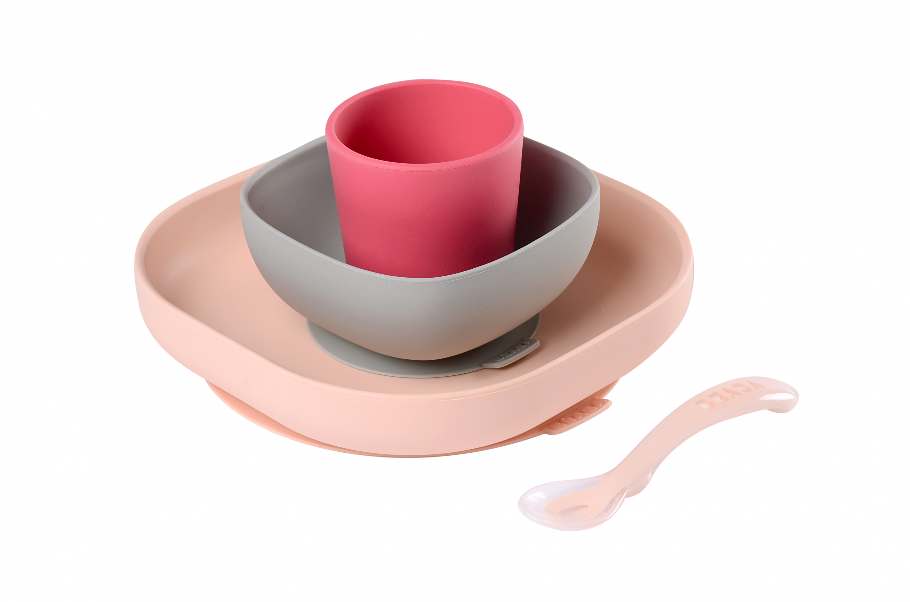 Jedálenská sada silikónová 4-dielna Pink