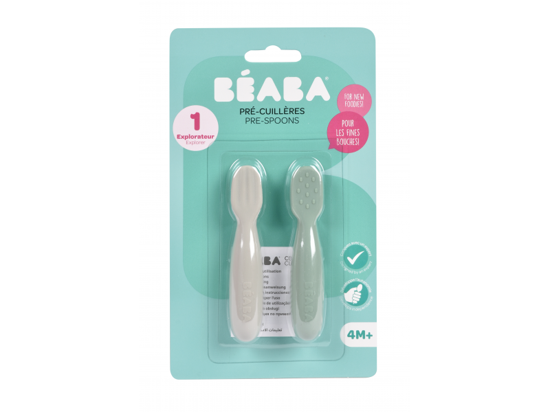 První trénovací lžičky silikonové 2 ks Sage Green / Velvet Grey