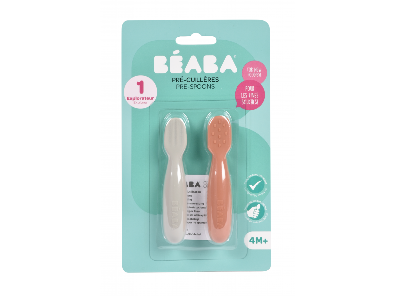 První trénovací lžičky silikonové 2 ks Terracotta / Velvet Grey