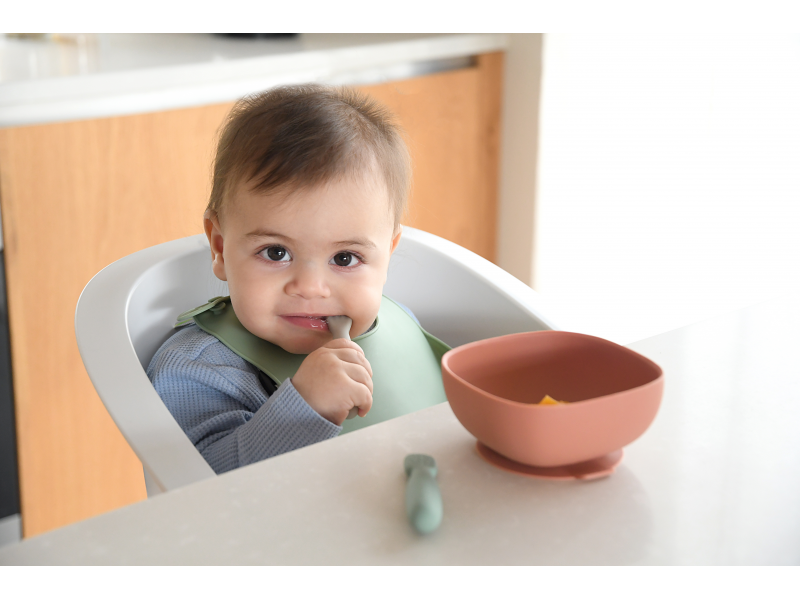 První trénovací lžičky silikonové 2 ks Terracotta / Velvet Grey