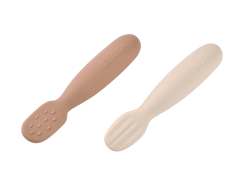 První trénovací lžičky silikonové 2 ks Praline / Clay