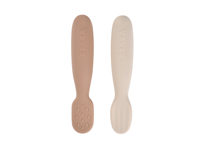První trénovací lžičky silikonové 2 ks Praline / Clay