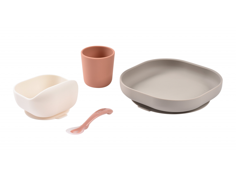 Jídelní sada silikonová 4-dílná Terracotta / Gazelle