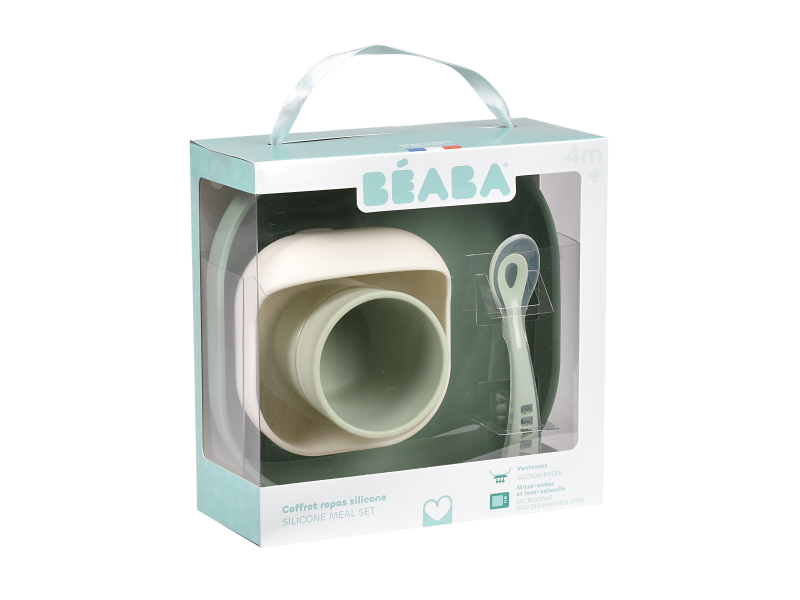 Jídelní sada silikonová 4-dílná Sage Green / Misty Green