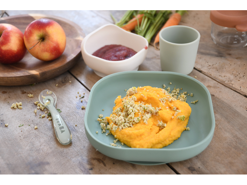 Jídelní sada silikonová 4-dílná Sage Green / Misty Green