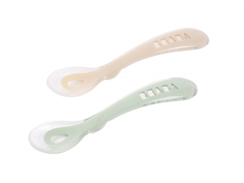 Lžičky silikonové 2 ks s pouzdrem Clay / Místy Green