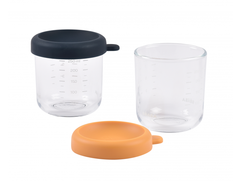 Kelímky na jídlo skleněné 2x 250 ml Blue Orange