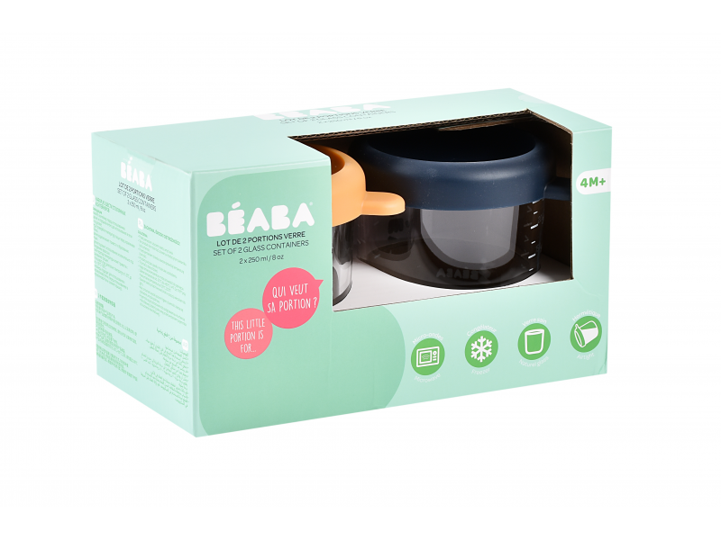 Kelímky na jídlo skleněné 2x 250 ml Blue Orange