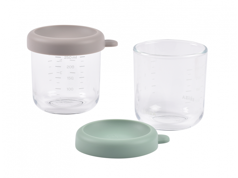 Kelímky na jídlo skleněné 2x 250 ml Green Grey