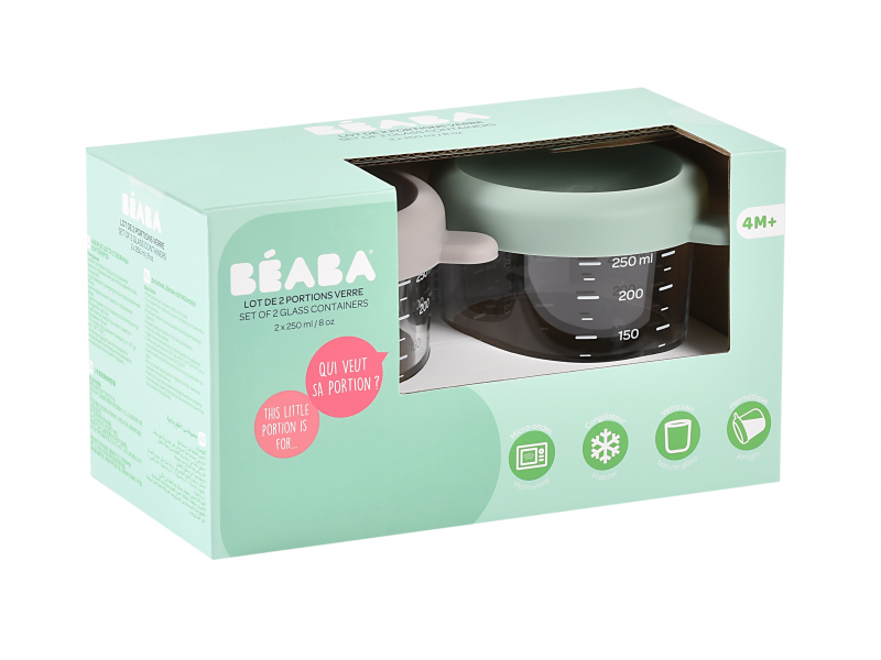 Kelímky na jídlo skleněné 2x 250 ml Green Grey