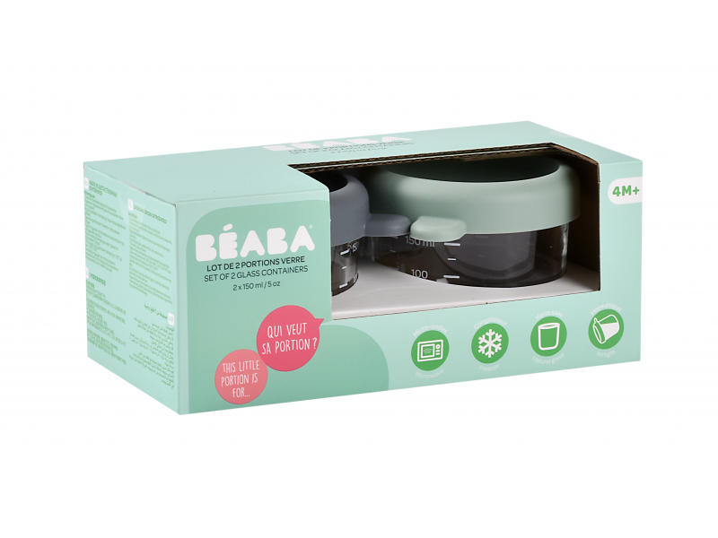 Kelímky na jídlo skleněné 2x 150 ml Green Grey