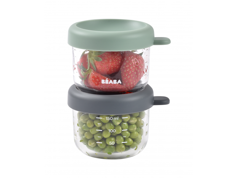 Kelímky na jídlo skleněné 2x 150 ml Green Grey