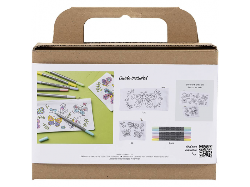 Kreativní sada Malování na textil penál & peněženka Motýl