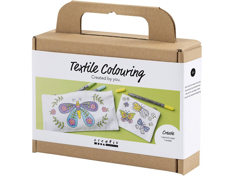 Kreativní sada Malování na textil penál & peněženka Motýl