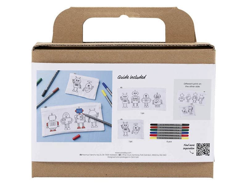 Kreativní sada Malování na textil penál & peněženka Robot