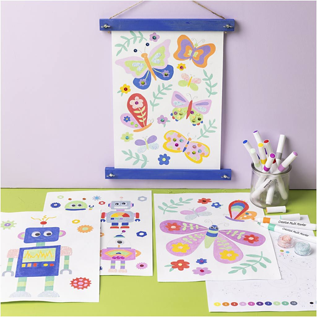 Kreativní sada Craft Kit Colouring Butterfly & Robot