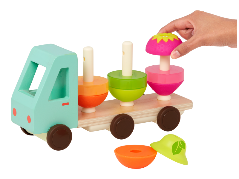 B-Toys Náklaďák dřevěný Stack & Roll Fruit Truck