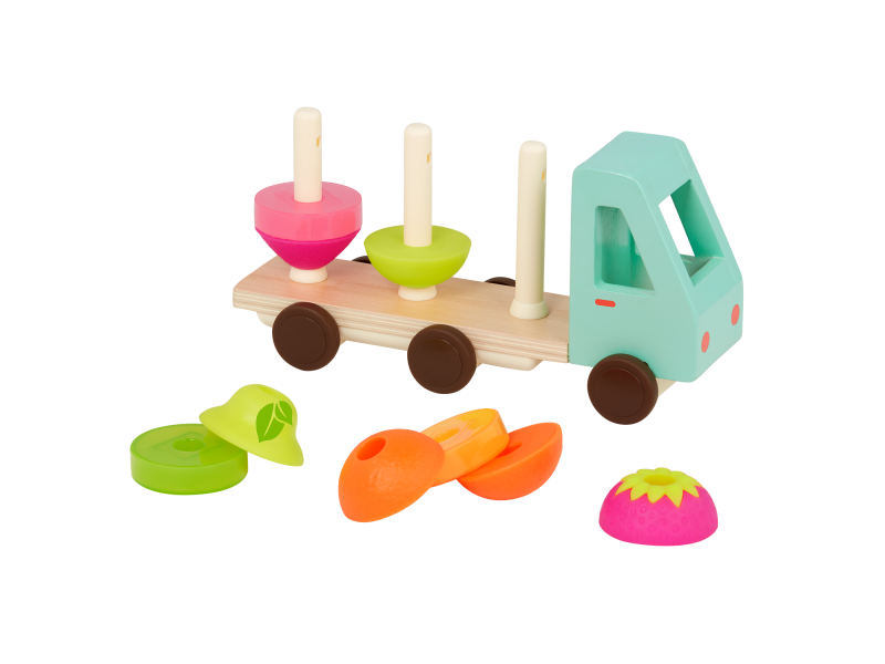 B-Toys Náklaďák dřevěný Stack & Roll Fruit Truck