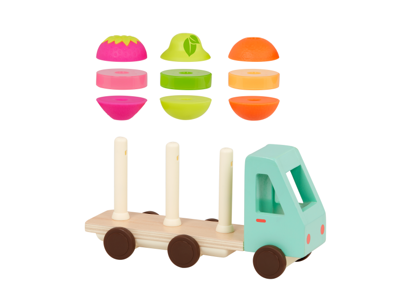 B-Toys Náklaďák dřevěný Stack & Roll Fruit Truck