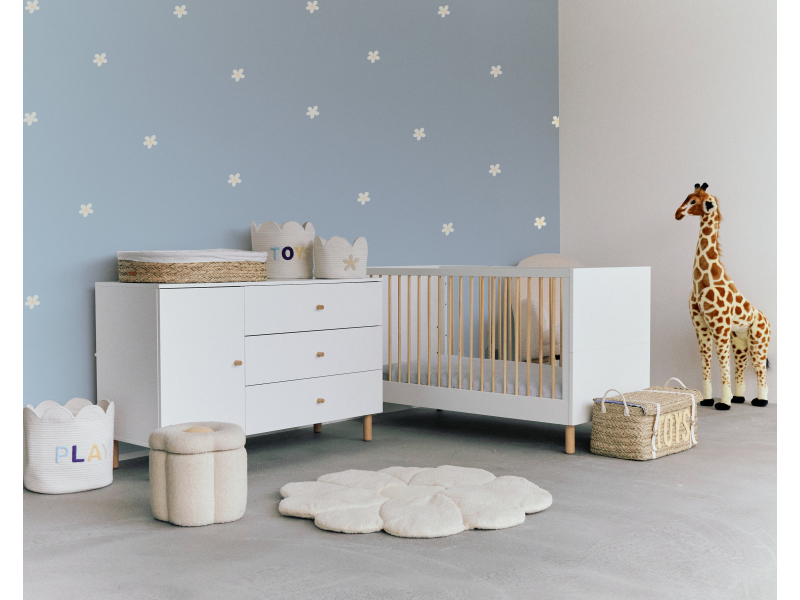 Koš na hračky Květina Off White 30x30x30 cm