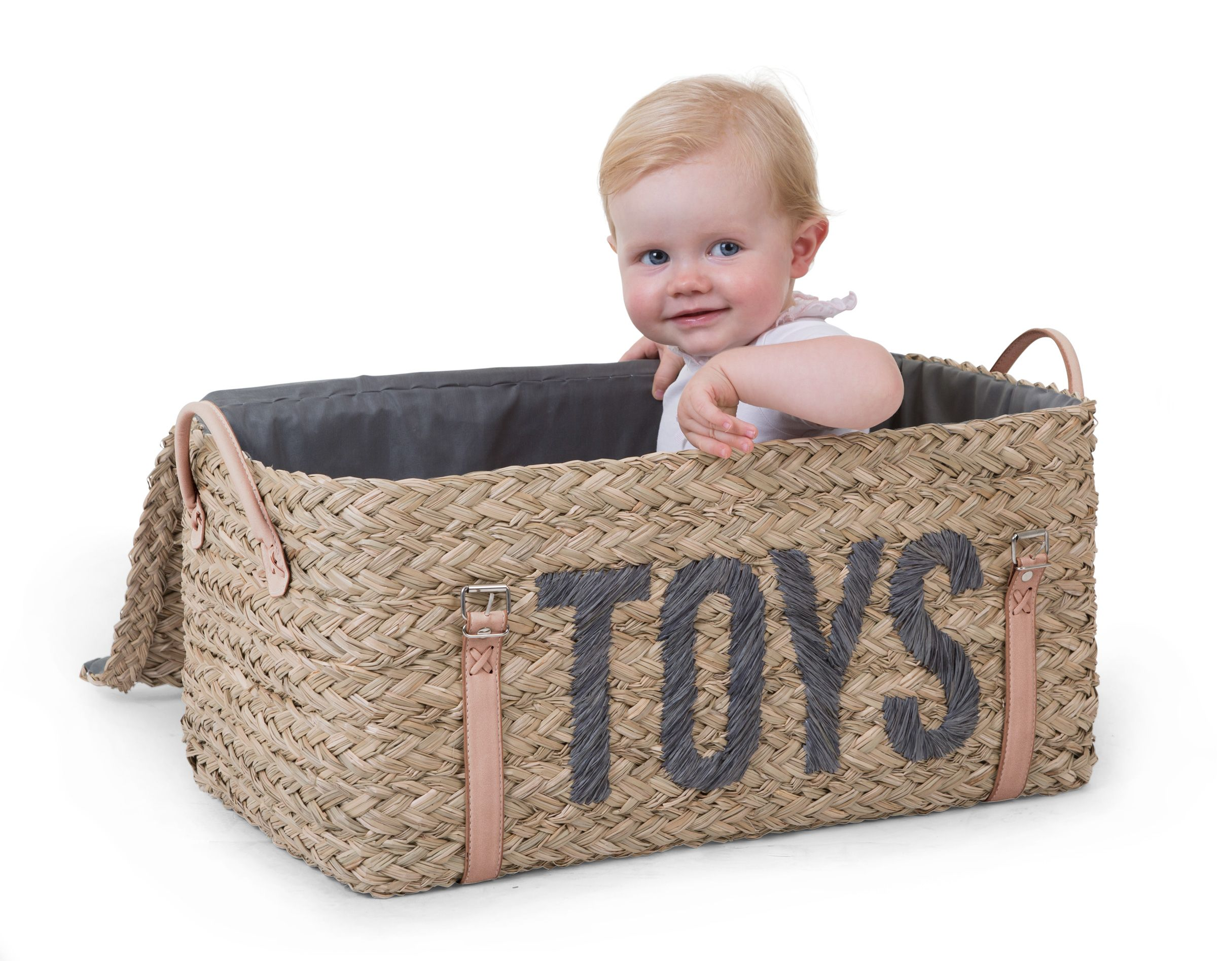 Slaměné koše na hračky 2 ks