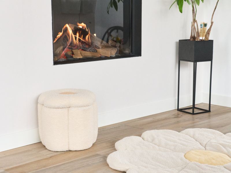 Box na hračky 2v1 Květina Off White