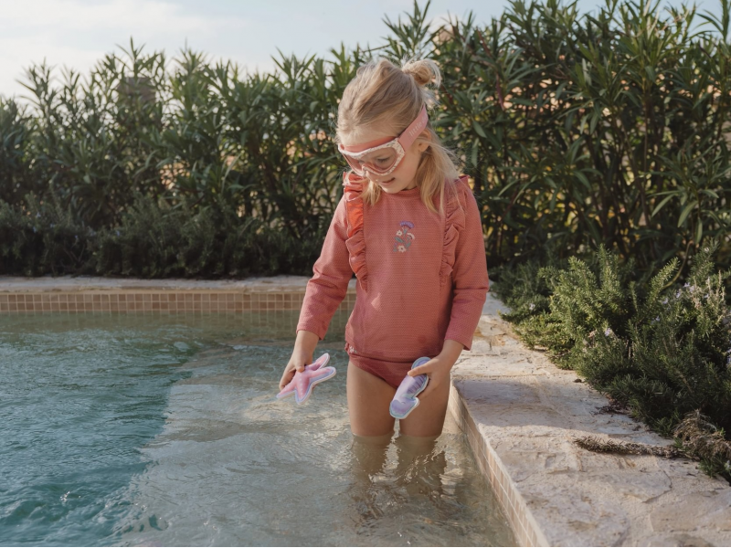 Plavecké triko dlouhý rukáv Dreamy Pink Sparkle vel. 98/104