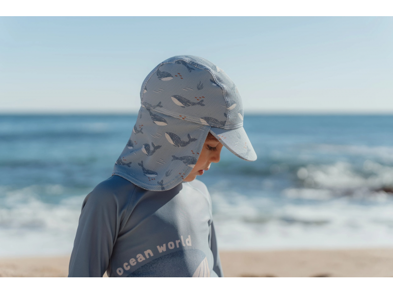 Plážová kšiltovka s ochranou krku Ocean Splash vel. 1