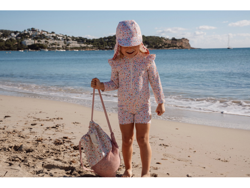 Plážová kšiltovka s ochranou krku Dreamy Flowerfield vel. 2