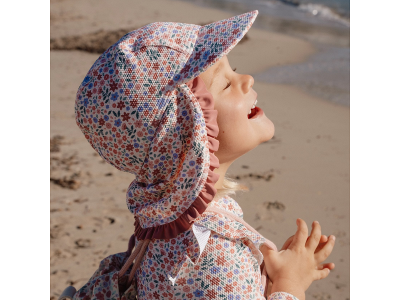 Plážová kšiltovka s ochranou krku Dreamy Flowerfield vel. 2