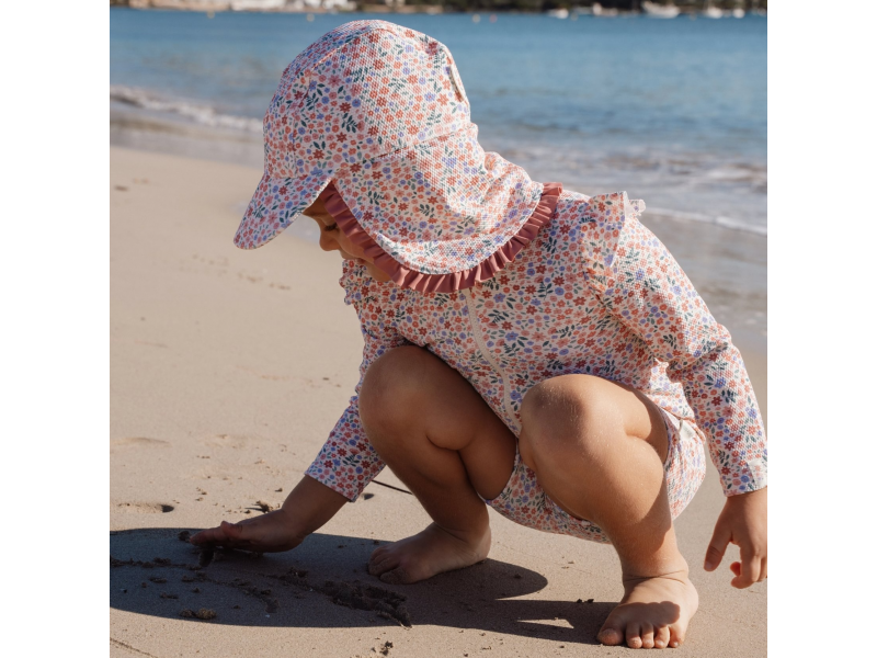 Plážová kšiltovka s ochranou krku Dreamy Flowerfield vel. 3